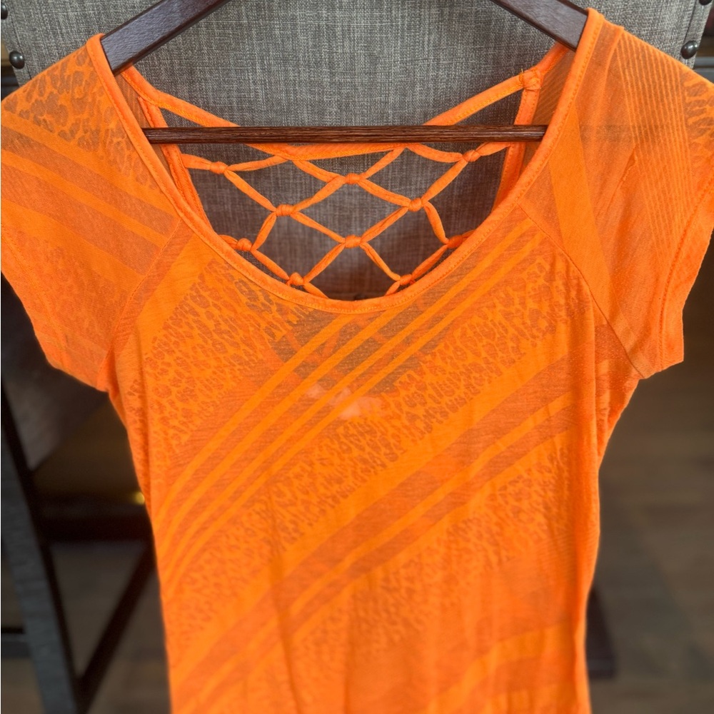 Derek Heart Vibrant Orange Short Sleeve Top